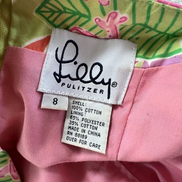 Lilly Pulitzer Dress Womens 8 Sabrina Bottoms Up Print Strapless Frog Floral - Picture 8 of 16